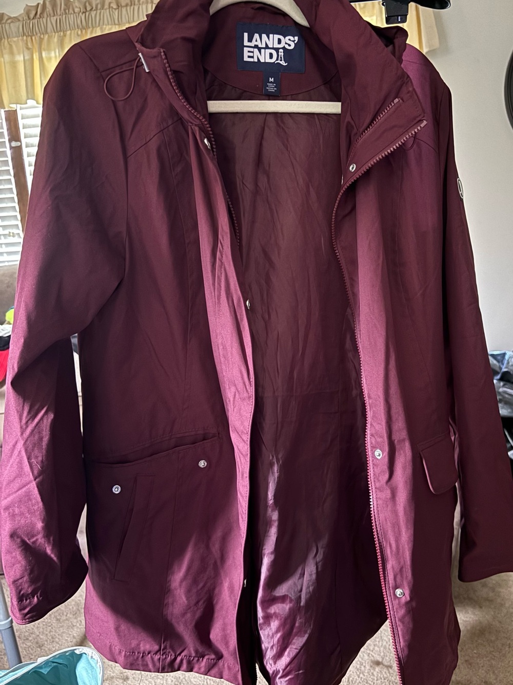 Lands' End Women's Maroon Utility Rain Jacket